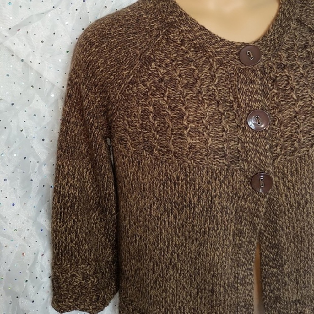DRESSBARN Brown Marled Cardigan Swing Sweater XL - Picture 3 of 8